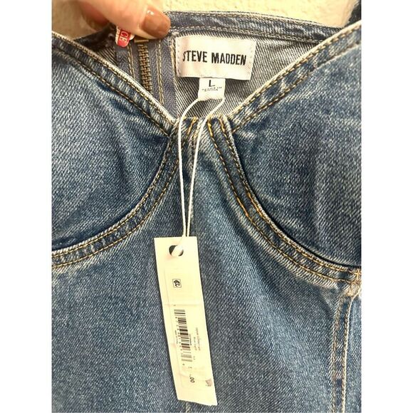 NWT Steve Madden Corset Denim Minidress.  Size L - Picture 8 of 8
